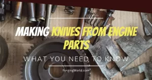 various engine parts being used for knife making