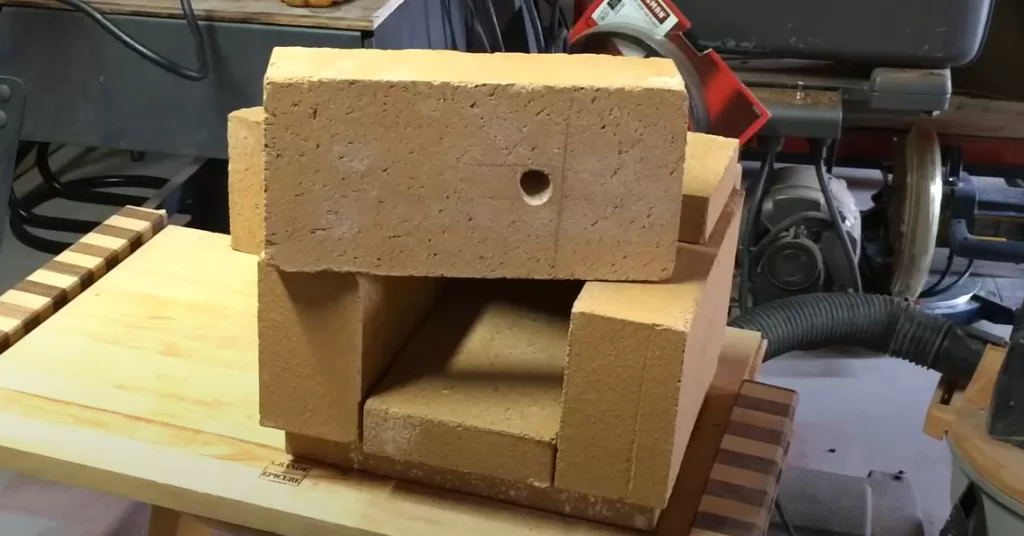 Fire bricks stacked to make a MAPP gas forge