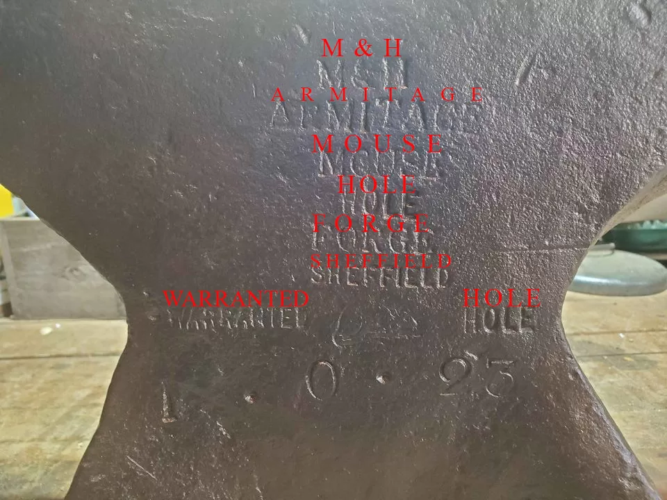 mousehole anvil with markings highlighted in red